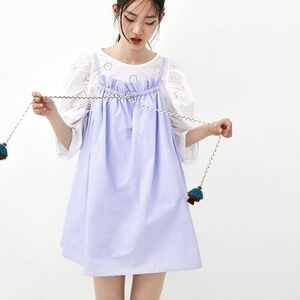 Zara Mini Dress‎ S Shorts Underneath Blue Sleeveless Tassels Boho Beach Pockets